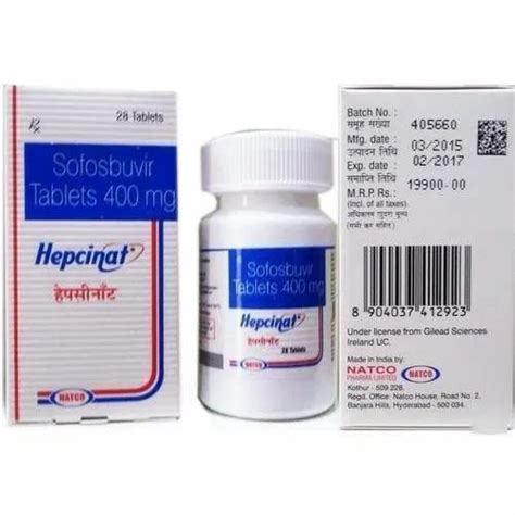 Sofosbuvir Hepcinat 400mg Tablets Packaging Size 28 Tablets Natco At