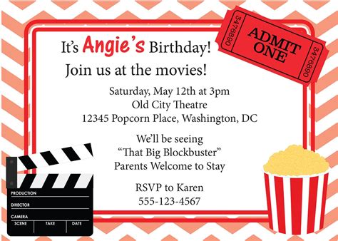 Movie Night Invitation Birthday Invite Diy Printable