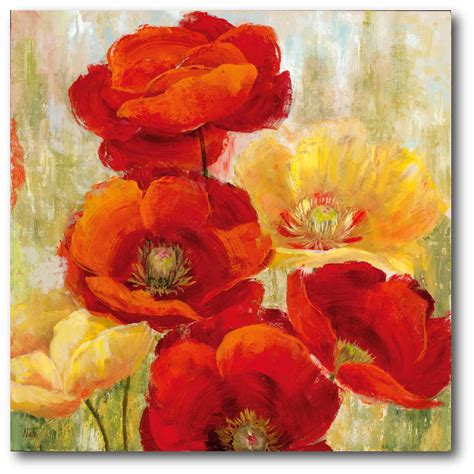 Red And Gold Poppies I Gallery Wrapped Canvas Wall Art 16x16 Walmart