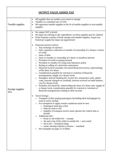 VAT Rules OUTPUT VALUE ADDED TAX Taxable Supplies All Supplies That