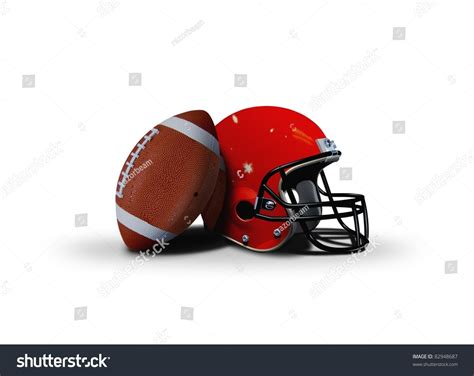 Football Ball And Helmet Over White Stock Photo 82948687 Shutterstock