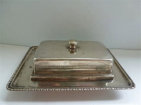 Vintage Silver Plated Butter Dish With Glass Insert Epns Made In