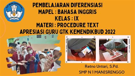 Pembelajaran Berdiferensiasi Ctl Method On Procedure Text Apresiasi