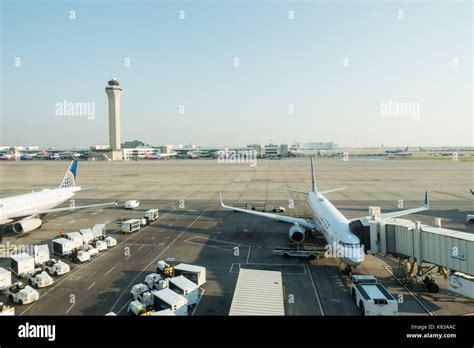 Look on the United Airlines terminal / hub at the Denver International ...