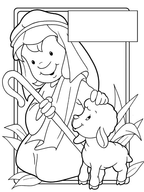 Dibujo De Oveja Y Pastor Para Colorear