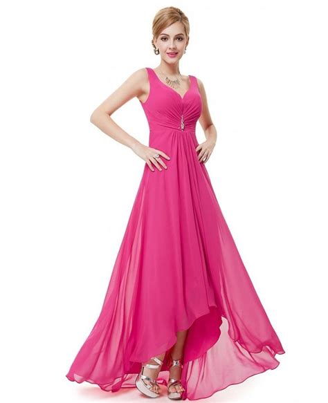 Elegant Pink Chiffon Dress With Rhinestones