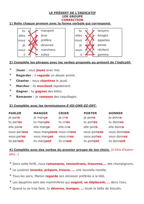 Present De L Indicatif E Groupe Verbes Issant Exercices Tout The Best