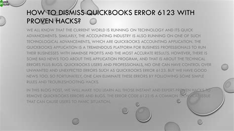 Ppt An Easy Guide To Quickly Fix Quickbooks Error Powerpoint