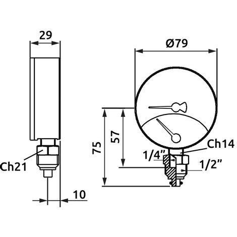 Termomanometro Radiale Attacco Laterale Da