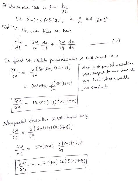 Solved Dw Use The Chain Rule To Find Dt Where W Sin 12x Cos 4y X