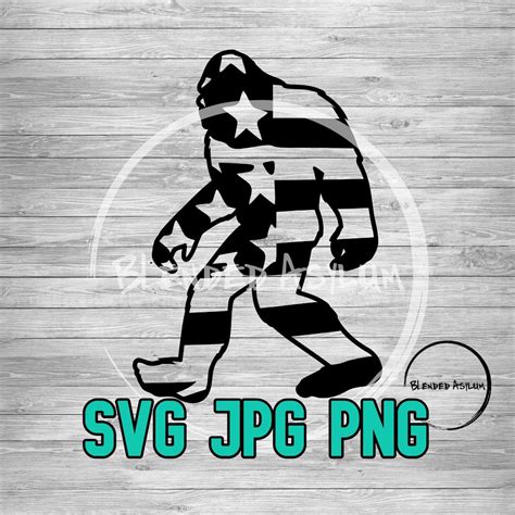 American Flag Bigfoot Svg Png American Sasquatch American Flag Svg