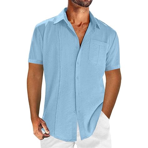 Homens Camisa Social camisa de linho camisa de botão Camisa Guayabera