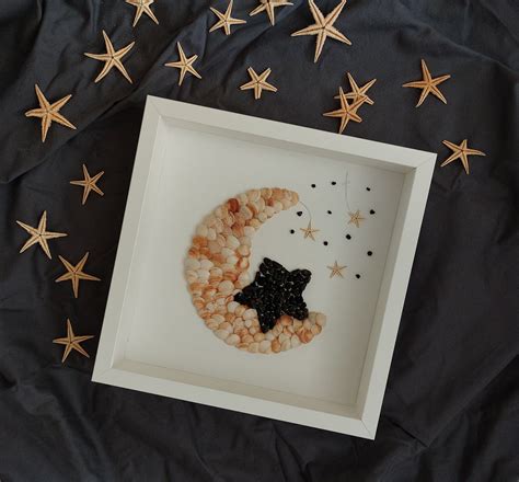 Moon And Stars Moon And Stars Nursery Decor Shell Wall Art Etsy