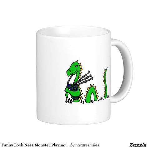 Funny Loch Ness Monster Playing Blue Bagpipes Coffee Mug Zazzle