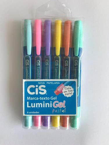 Marca Texto Gel Cis Lumini Pastel Kit 5 Cores Parcelamento Sem Juros