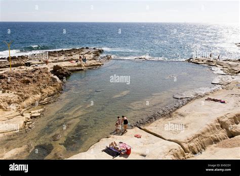 Sliema Beach In Malta Stock Photo Alamy