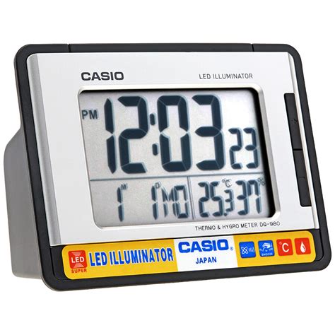 Casio Thermometer Digital Travel Alarm Clock Dq 980 1 Clock Casio