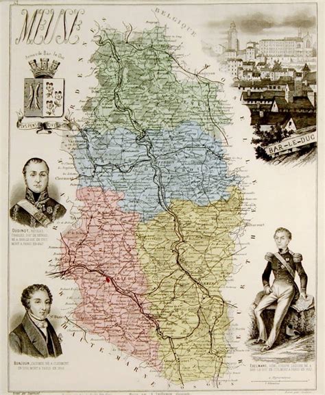 Proantic Gravure représentant la CARTE DE DÉPARTEMENTALE de LA M