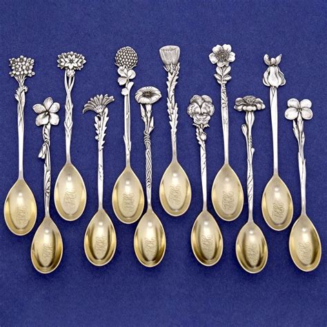 Tiffany Co Floral Antique Sterling Silver Demitasse Spoons Set