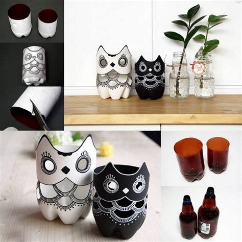 DIY Plastic Bottle Owl Vases