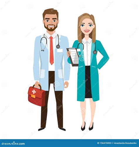 Doctors Group Friendly Male And Female Doctors Vector Illustration Of