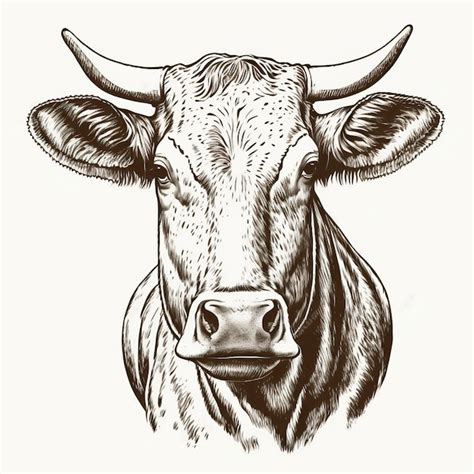 Premium Photo Cow Head Sketch Hand Drawn Engraving