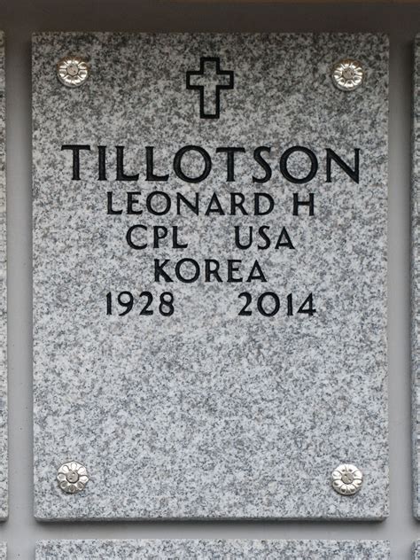 Leonard Henry Tillotson 1928 2014 Find A Grave Memorial