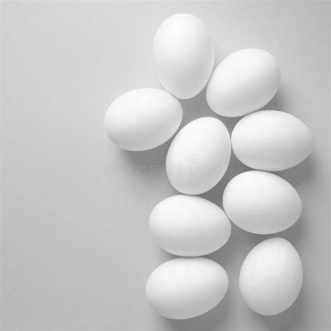 Beautiful Smooth Eggs On A Light Monochrome Background.High Key, Black And White Image. Stock ...