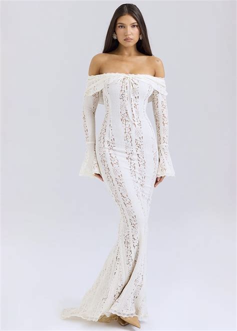 Vestido De Renda Branco Longo - Vestido Longo de Renda Branco - LOMÂNIA