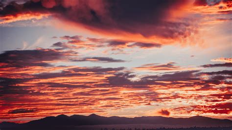 Red 4K Wallpaper Mountains Sunset