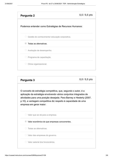 SOLUTION Prova P2 De 21 A 25 06 2021 Ter Administra O Estrat Gica