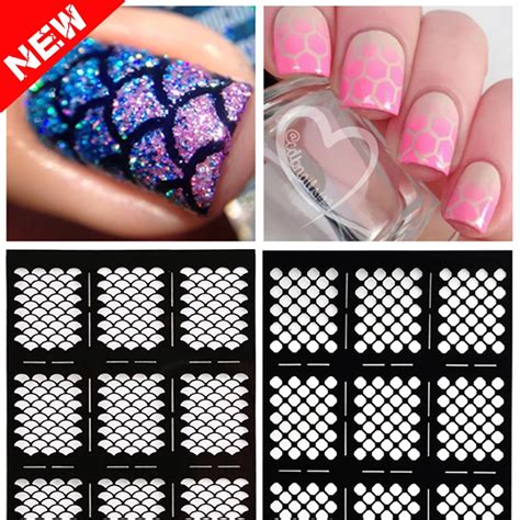 1sheet New Reusable Stamping Nail Art Hollow Black Templates Stencils ...