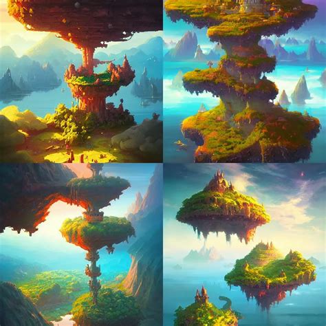 Krea Floating Islands In The Sky Islands Connected By Chains