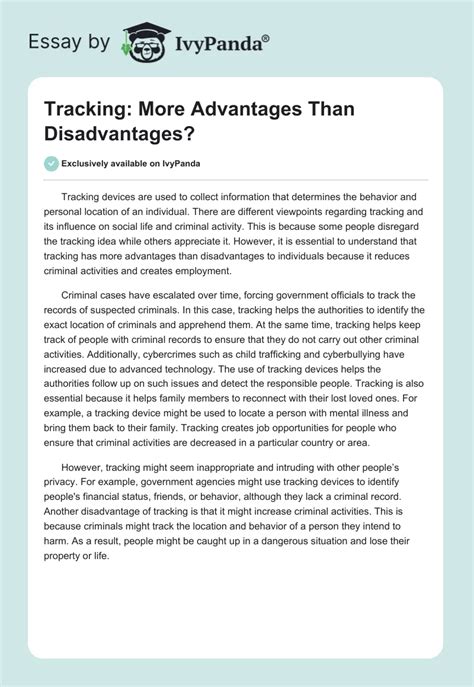 Tracking More Advantages Than Disadvantages Words Essay Example