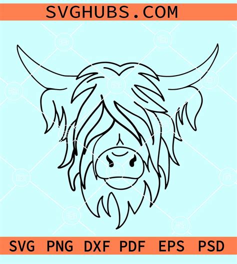 Highland Cow Svg Cow Face Svg Highland Heifer Svg Cow Svg