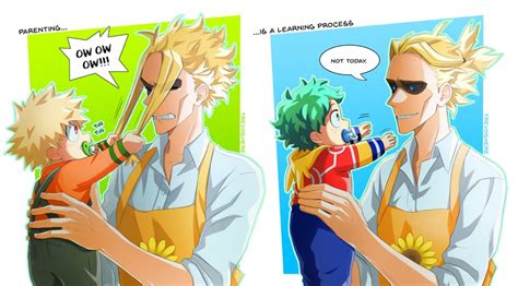 Midoriya Izuku Bakugou Katsuki And Yagi Toshinori Boku No Hero