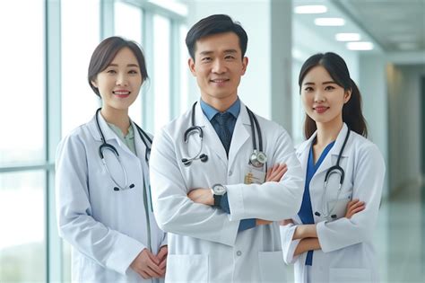 Premium AI Image A Group Of Doctors In White Coats Stand In A