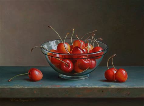 Cherries By Albert Kechyan Painting Oil On Wood Singulart