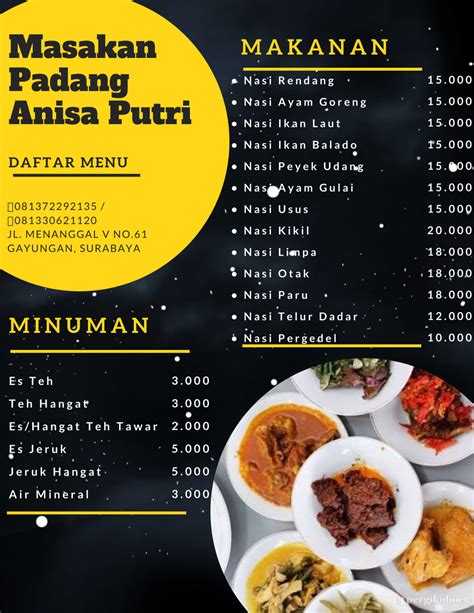 Selalu Diperbarui Menu Masakan Padang Anisa Putri Gayungan Surabaya