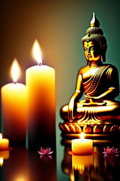 Premium Ai Image A Lit Candle With The Word Buddha On It