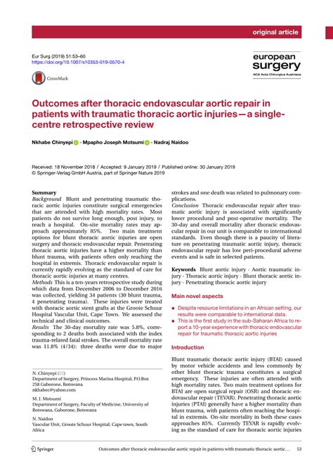 Outcomes After Thoracic Endovascular Aortic Repair In Patients With