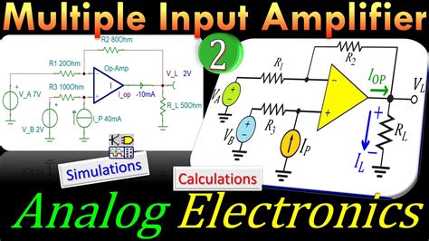 Analog Electronics Multiple Input Amplifier Using Op Amps Example 2 Calculations