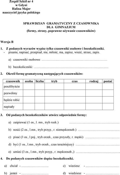 Czasownik Klasa Online Exercise For Live Worksheets 51 OFF