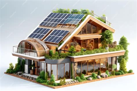 Premium Ai Image 3d Modern House With Sun Panels Energy On The Roof Innovation Sustainable