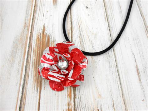 Simple Rose Pendant Necklace Medium Recycled Soda Can Art Etsy