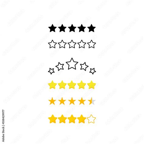 Set Of 5 Star Rating Vector Illustration Feedback Rating Star Icon