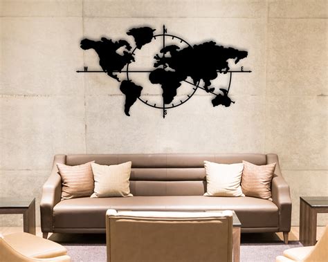 Metal World Map World Map Metal Wall Decor Metal Wall Art Steel