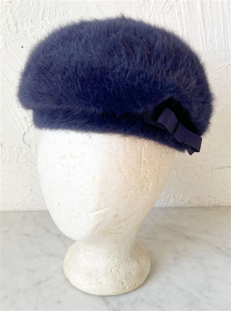 Vintage Kangol Design Angora Blue Fur Ladies Hat Cloc Gem