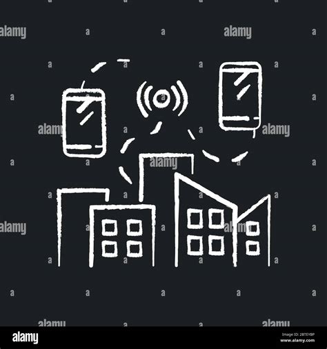 Mobile Network Chalk White Icon On Black Background Stock Vector Image