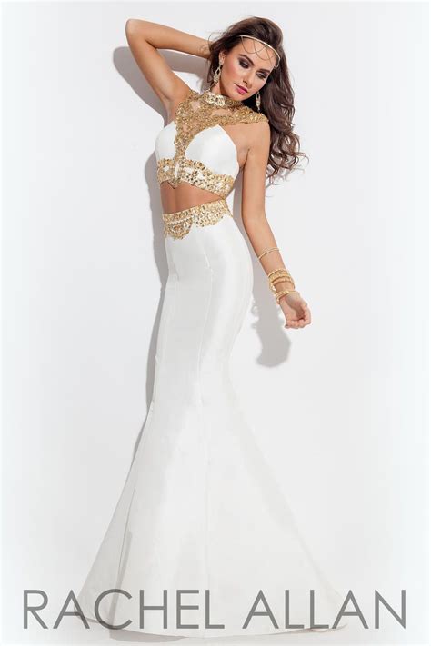 White And Gold Mermaid Prom Dress